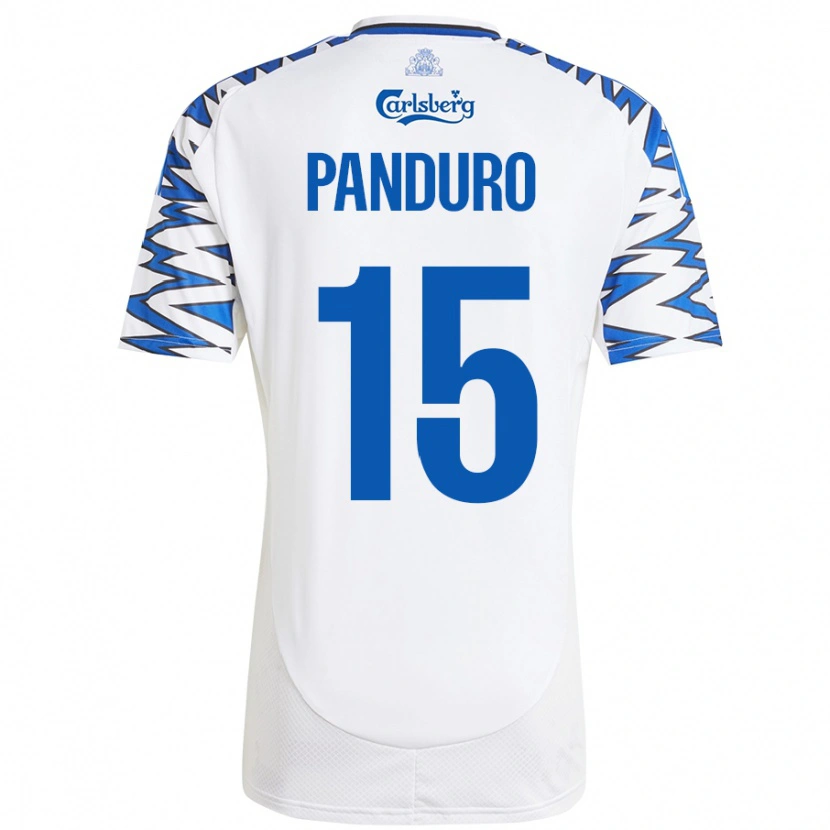 Danxen Niño Camiseta Tristan Panduro #15 Blanco Azul Cielo 1ª Equipación 2024/25 La Camisa