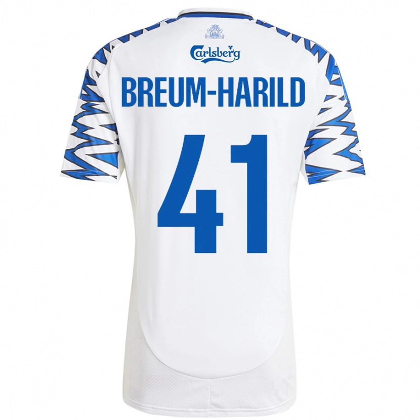 Danxen Niño Camiseta Tobias Breum-Harild #41 Blanco Azul Cielo 1ª Equipación 2024/25 La Camisa