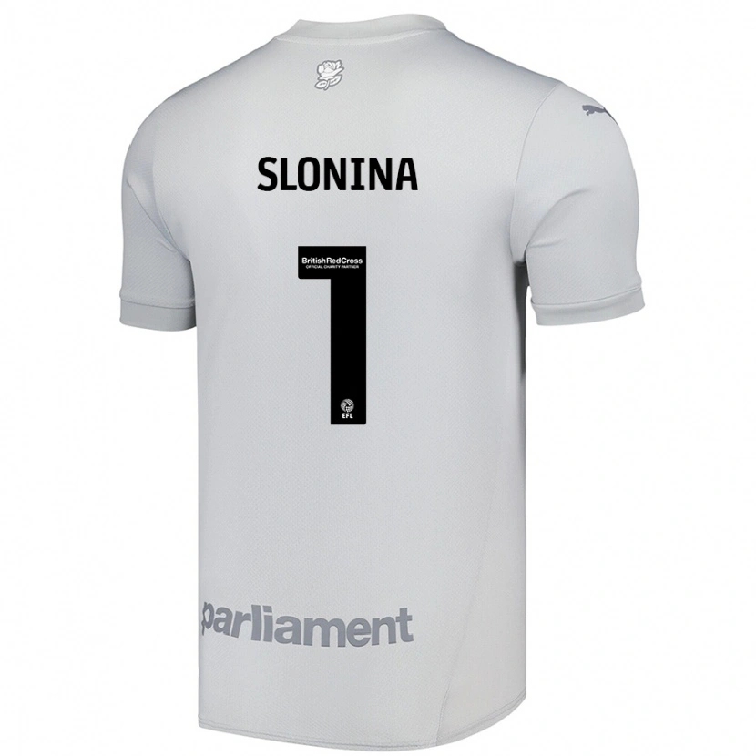 Danxen Niño Camiseta Gabriel Slonina #1 Gris Plata 2ª Equipación 2024/25 La Camisa