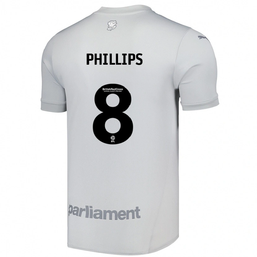 Danxen Niño Camiseta Adam Phillips #8 Gris Plata 2ª Equipación 2024/25 La Camisa