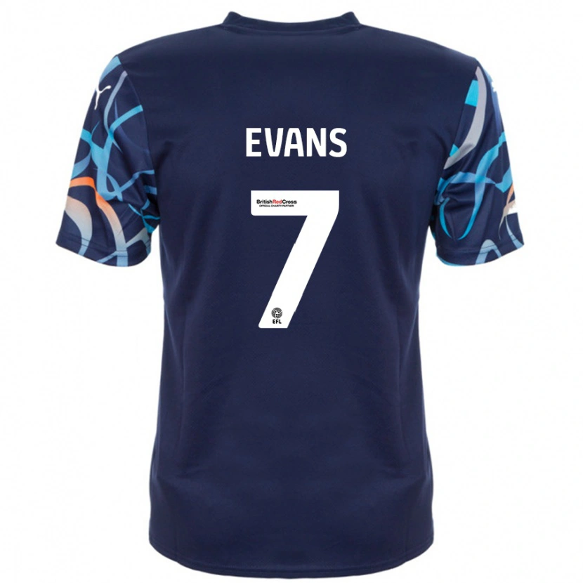 Danxen Niño Camiseta Lee Evans #7 Azul Marino 2ª Equipación 2024/25 La Camisa