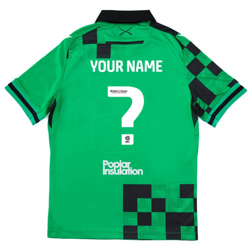 Danxen Niño Camiseta Su Nombre #0 Verde Negro 2ª Equipación 2024/25 La Camisa