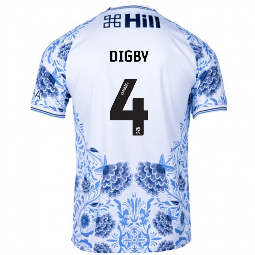 Danxen Niño Camiseta Paul Digby #4 Blanco Azul 2ª Equipación 2024/25 La Camisa