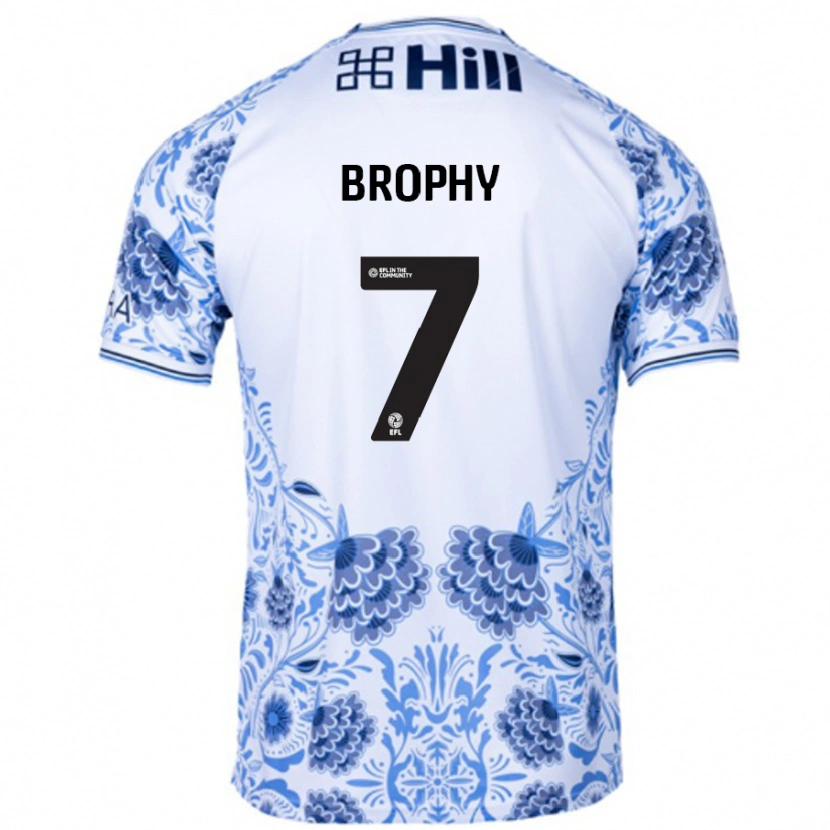 Danxen Niño Camiseta James Brophy #7 Blanco Azul 2ª Equipación 2024/25 La Camisa