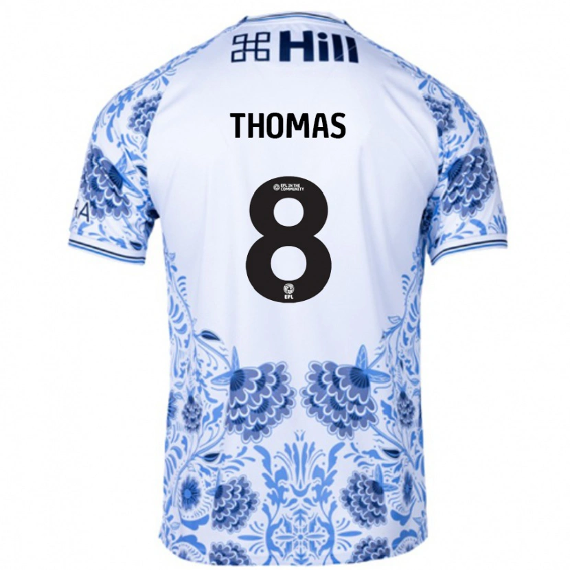 Danxen Niño Camiseta George Thomas #8 Blanco Azul 2ª Equipación 2024/25 La Camisa