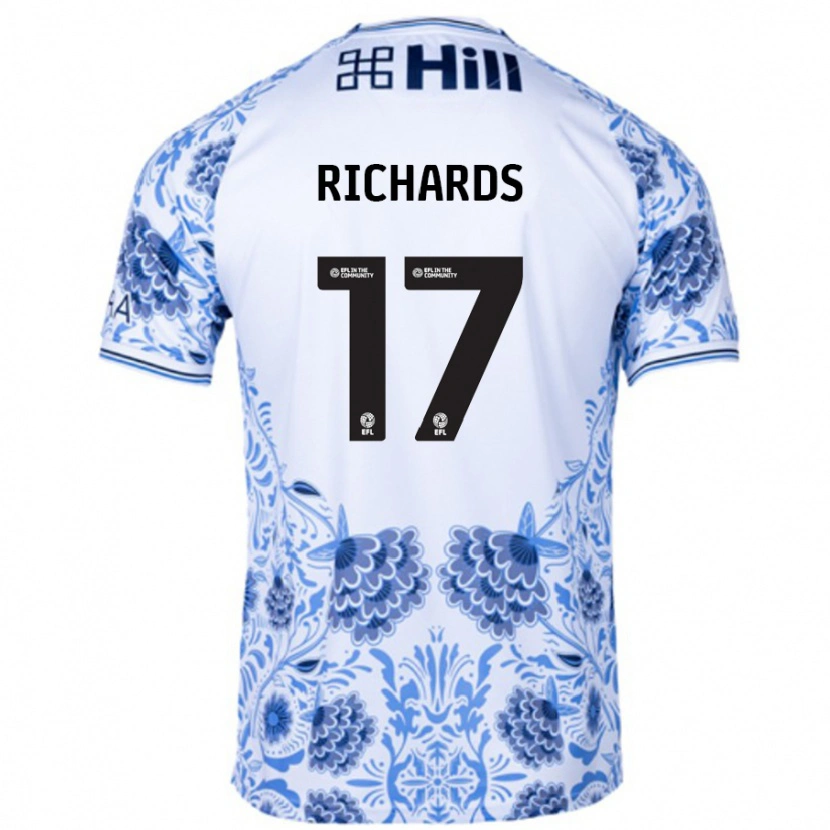 Danxen Niño Camiseta Taylor Richards #17 Blanco Azul 2ª Equipación 2024/25 La Camisa