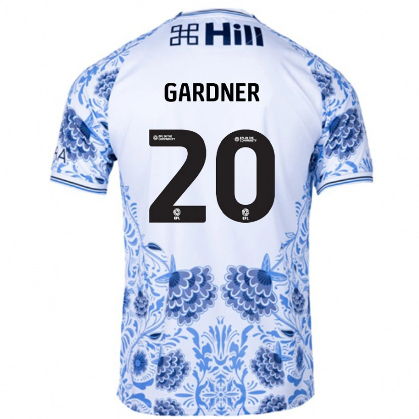 Danxen Niño Camiseta Gary Gardner #20 Blanco Azul 2ª Equipación 2024/25 La Camisa