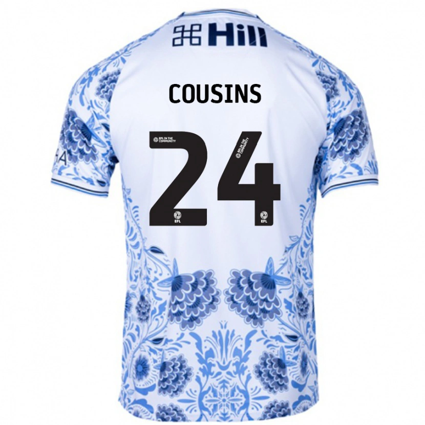 Danxen Niño Camiseta Jordan Cousins #24 Blanco Azul 2ª Equipación 2024/25 La Camisa