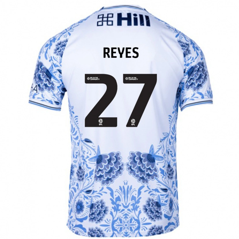 Danxen Niño Camiseta Vicente Reyes #27 Blanco Azul 2ª Equipación 2024/25 La Camisa