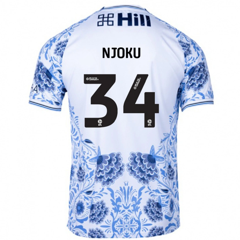 Danxen Niño Camiseta Brandon Njoku #34 Blanco Azul 2ª Equipación 2024/25 La Camisa