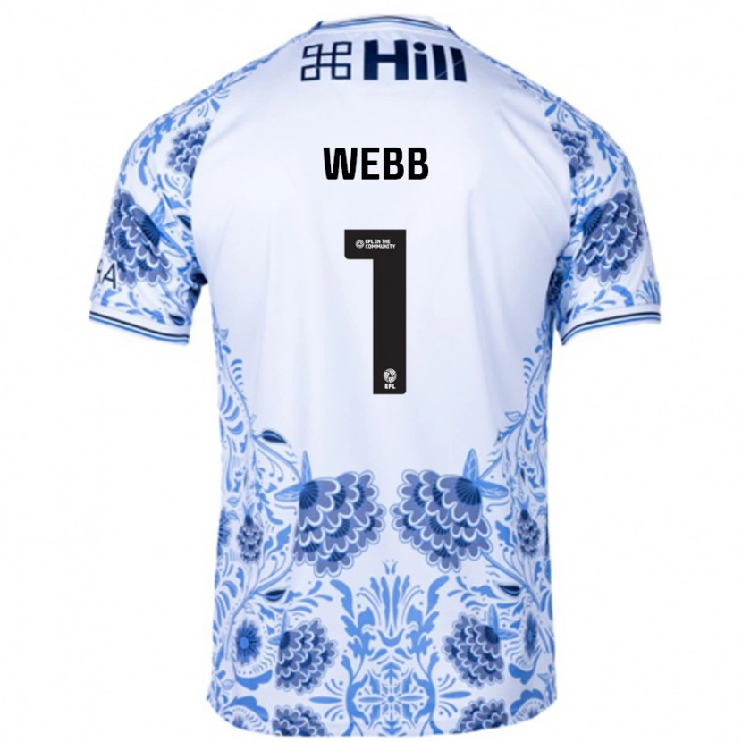 Danxen Niño Camiseta Lauren Webb #1 Blanco Azul 2ª Equipación 2024/25 La Camisa