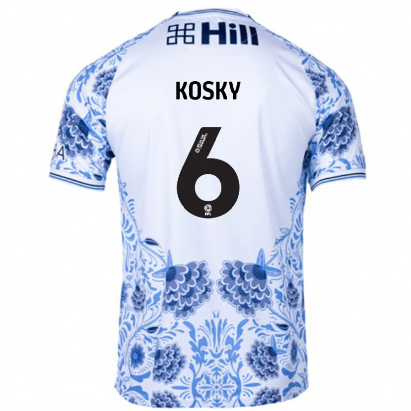 Danxen Niño Camiseta Rachel Kosky #6 Blanco Azul 2ª Equipación 2024/25 La Camisa