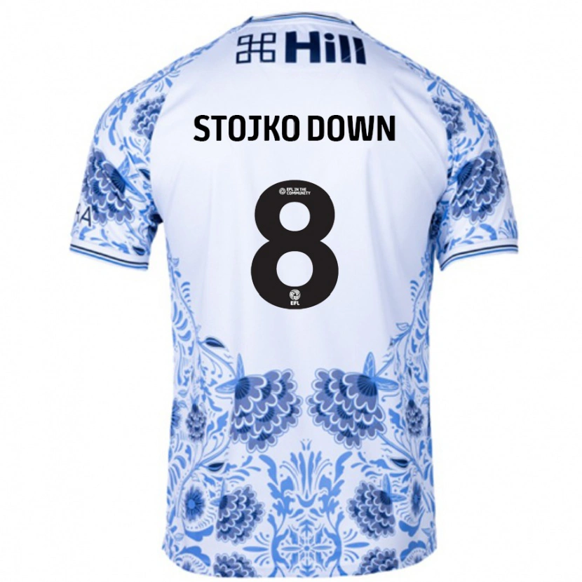 Danxen Niño Camiseta Alysha Stojko-Down #8 Blanco Azul 2ª Equipación 2024/25 La Camisa