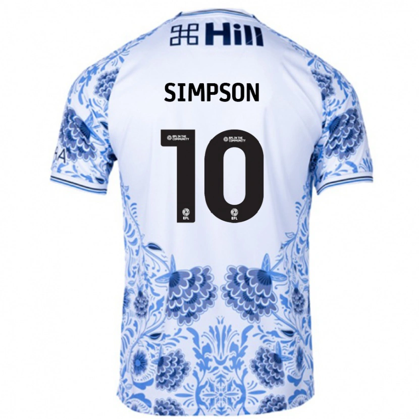 Danxen Niño Camiseta Harley-Jean Simpson #10 Blanco Azul 2ª Equipación 2024/25 La Camisa