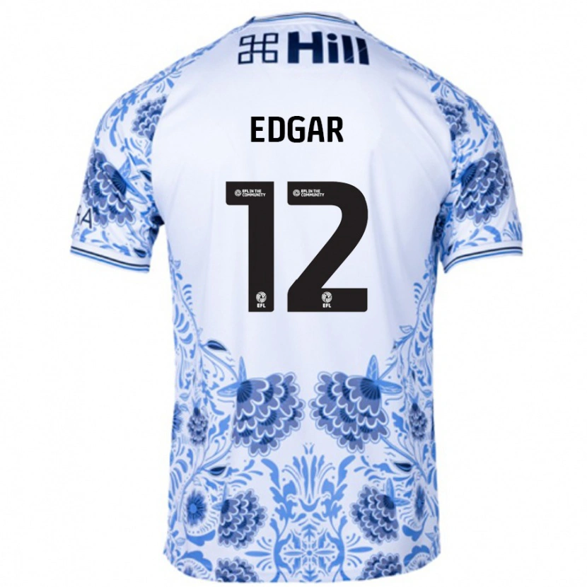 Danxen Niño Camiseta Sammy Edgar #12 Blanco Azul 2ª Equipación 2024/25 La Camisa