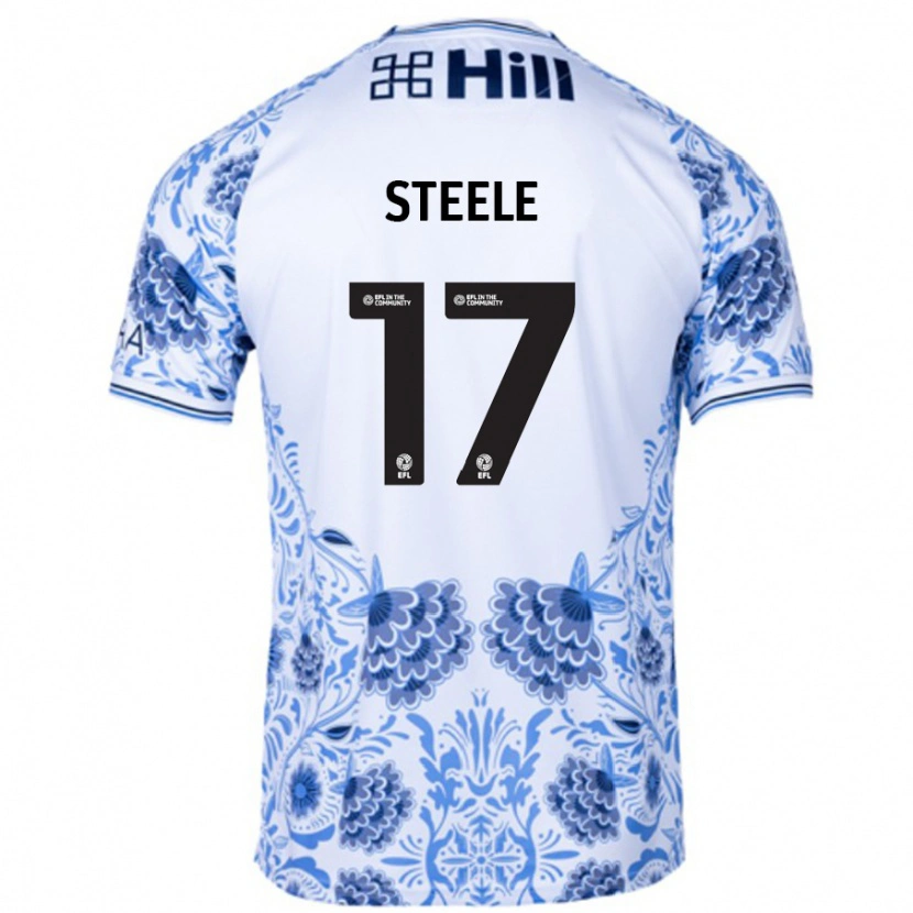 Danxen Niño Camiseta Fran Steele #17 Blanco Azul 2ª Equipación 2024/25 La Camisa