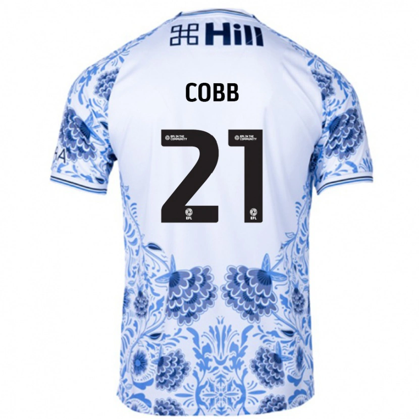 Danxen Niño Camiseta Serena Cobb #21 Blanco Azul 2ª Equipación 2024/25 La Camisa