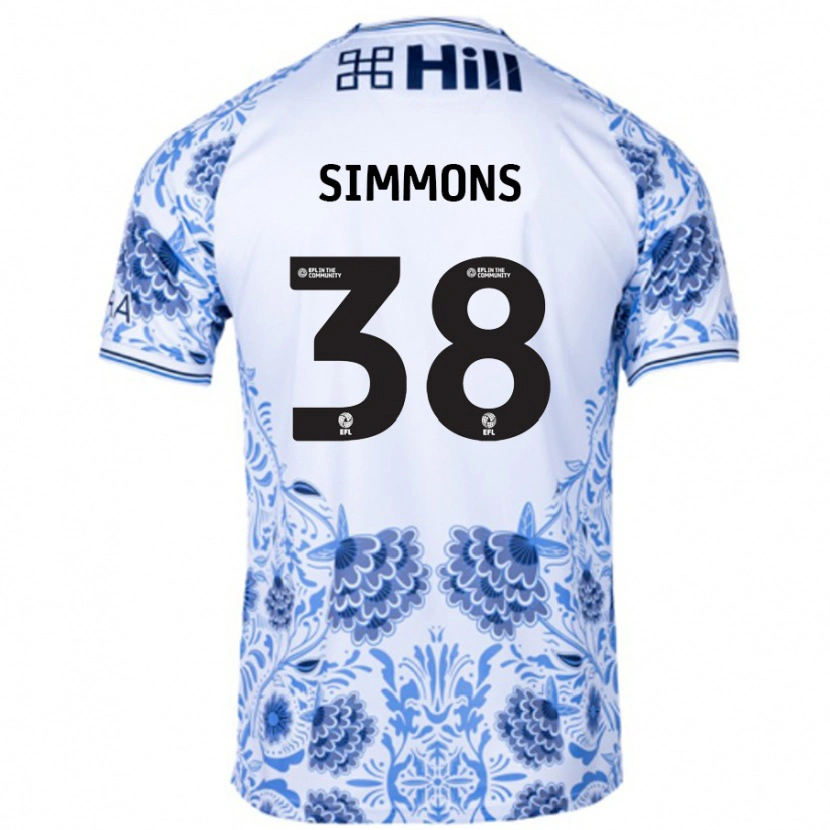 Danxen Niño Camiseta Bella Simmons #38 Blanco Azul 2ª Equipación 2024/25 La Camisa