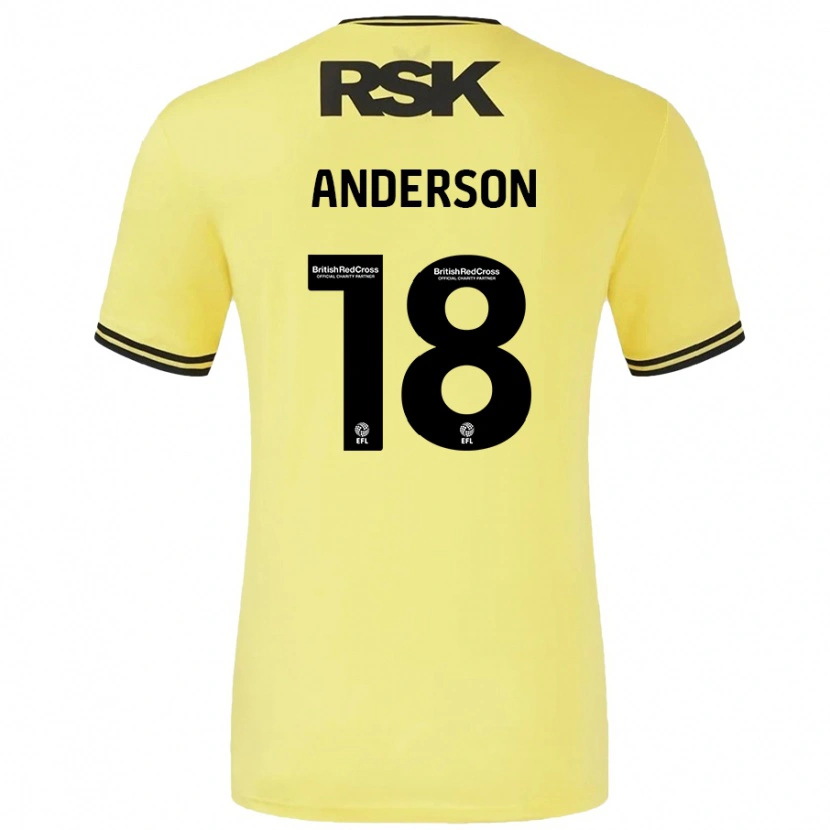 Danxen Niño Camiseta Karoy Anderson #18 Amarillo Negro 2ª Equipación 2024/25 La Camisa