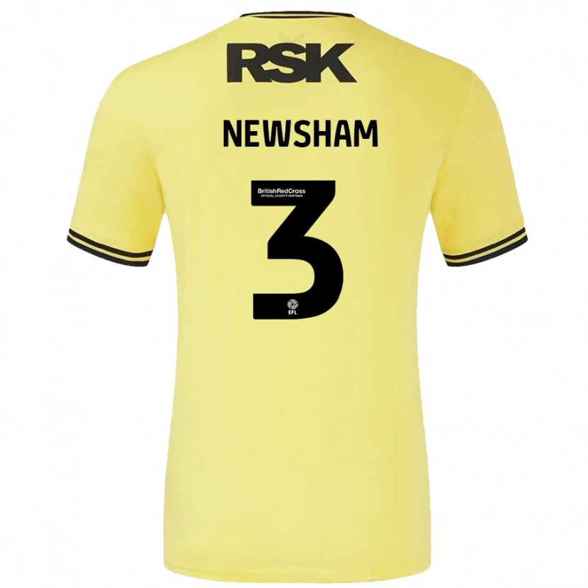 Danxen Niño Camiseta Charlotte Newsham #3 Amarillo Negro 2ª Equipación 2024/25 La Camisa