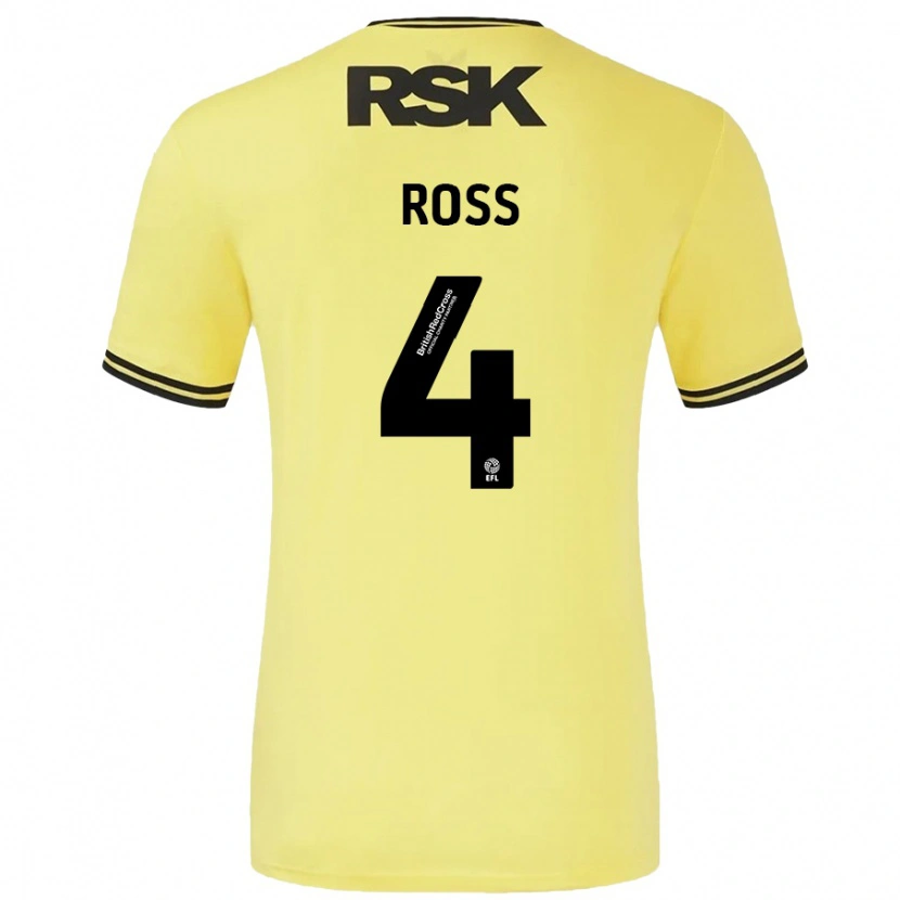 Danxen Niño Camiseta Mia Ross #4 Amarillo Negro 2ª Equipación 2024/25 La Camisa