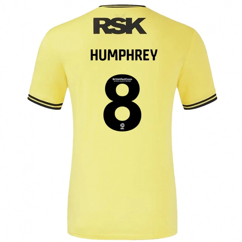 Danxen Niño Camiseta Carla Humphrey #8 Amarillo Negro 2ª Equipación 2024/25 La Camisa