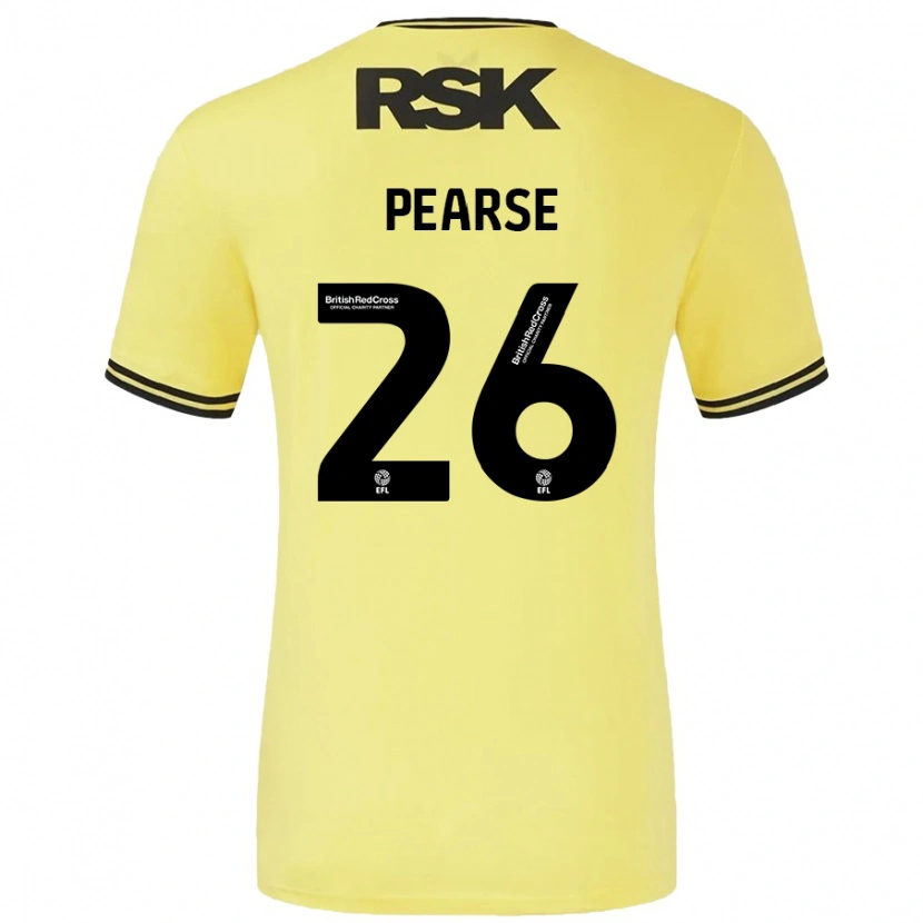 Danxen Niño Camiseta Gracie Pearse #26 Amarillo Negro 2ª Equipación 2024/25 La Camisa