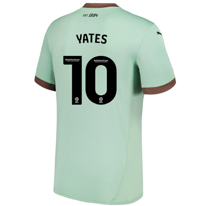 Danxen Niño Camiseta Jerry Yates #10 Verde Pálido 2ª Equipación 2024/25 La Camisa