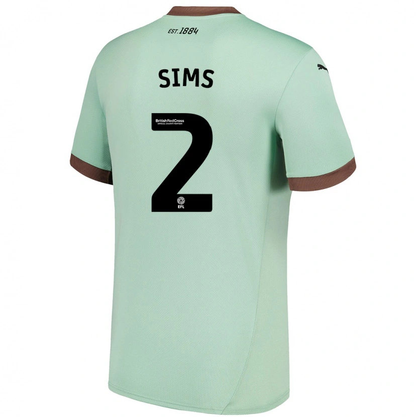 Danxen Niño Camiseta Amy Sims #2 Verde Pálido 2ª Equipación 2024/25 La Camisa