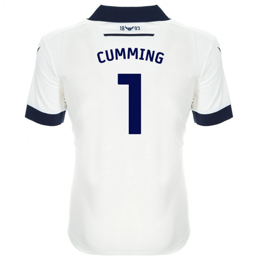 Danxen Niño Camiseta Jamie Cumming #1 Blanco Azul Marino 2ª Equipación 2024/25 La Camisa