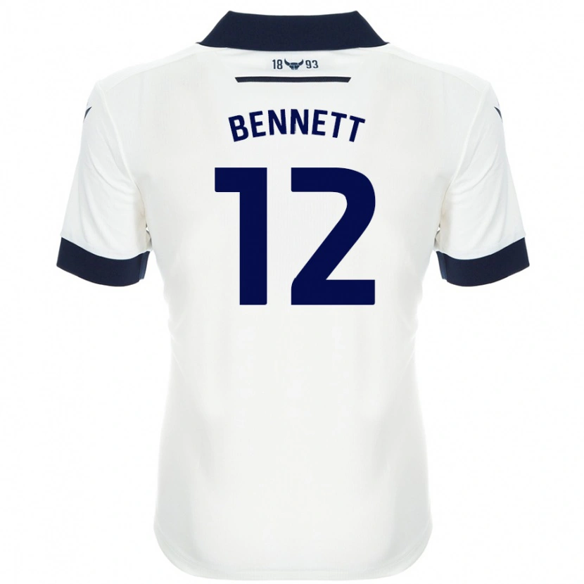 Danxen Niño Camiseta Joe Bennett #12 Blanco Azul Marino 2ª Equipación 2024/25 La Camisa