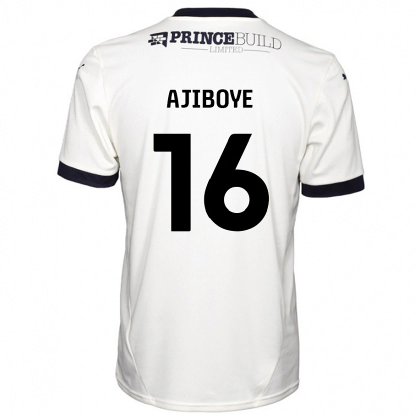 Danxen Niño Camiseta David Ajiboye #16 Blanquecino Negro 2ª Equipación 2024/25 La Camisa