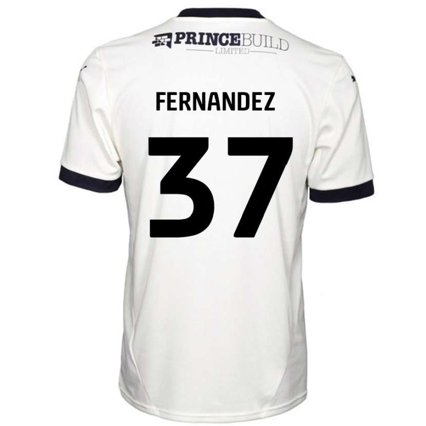 Danxen Niño Camiseta Emmanuel Fernandez #37 Blanquecino Negro 2ª Equipación 2024/25 La Camisa