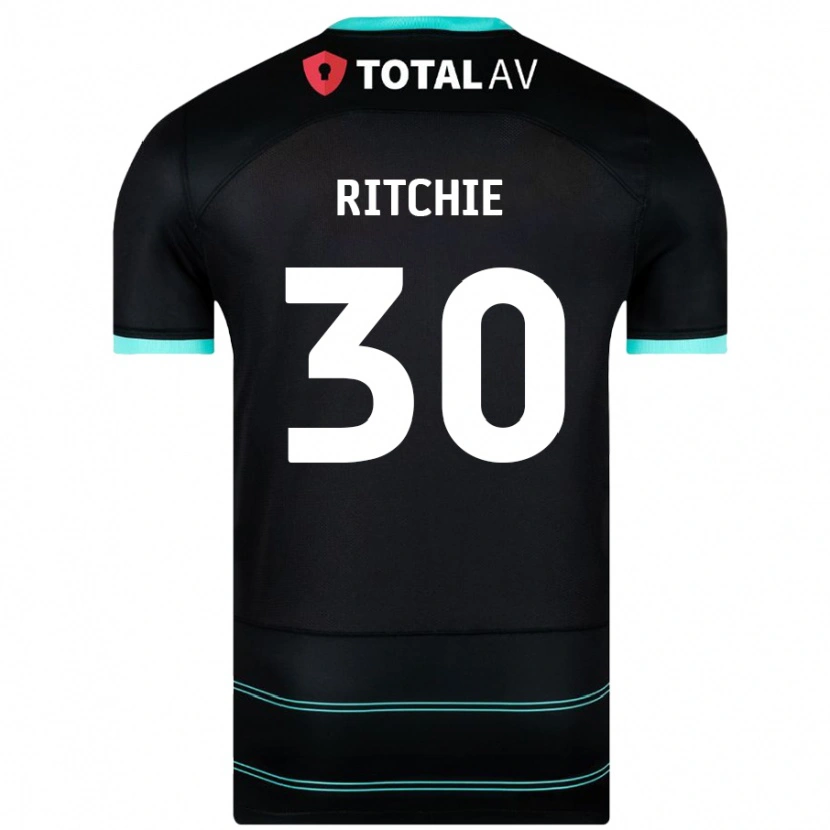 Danxen Niño Camiseta Matt Ritchie #30 Negro 2ª Equipación 2024/25 La Camisa