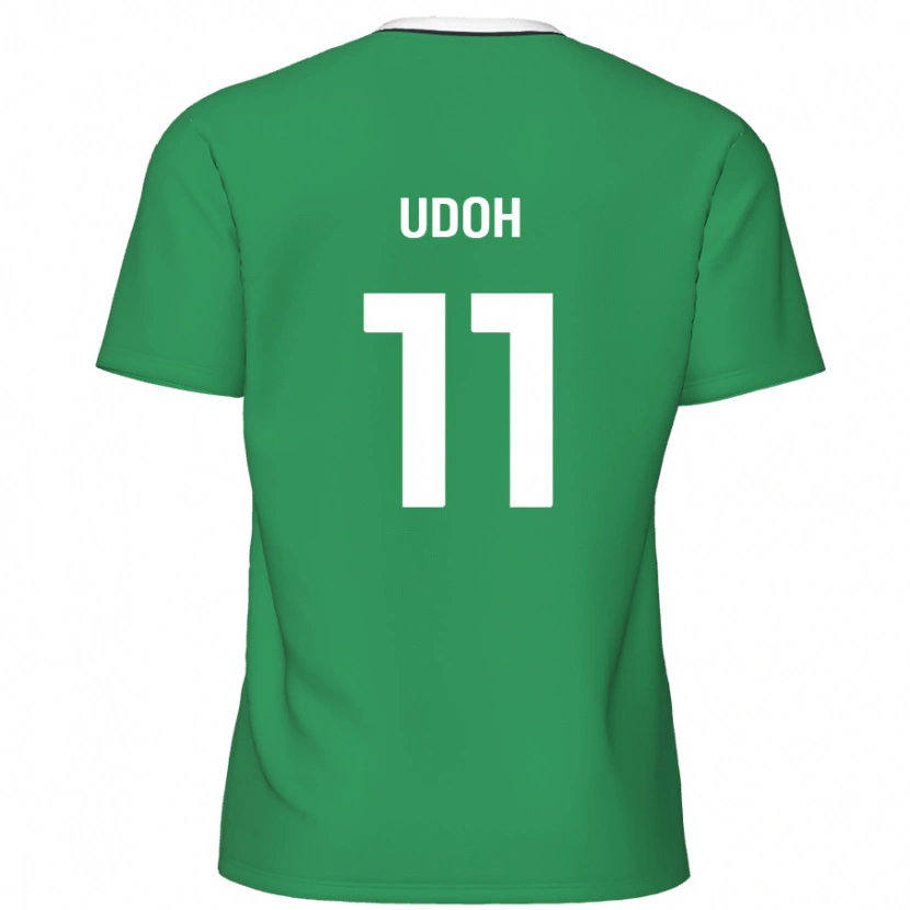 Danxen Niño Camiseta Daniel Udoh #11 Verde Rayas Blancas 2ª Equipación 2024/25 La Camisa