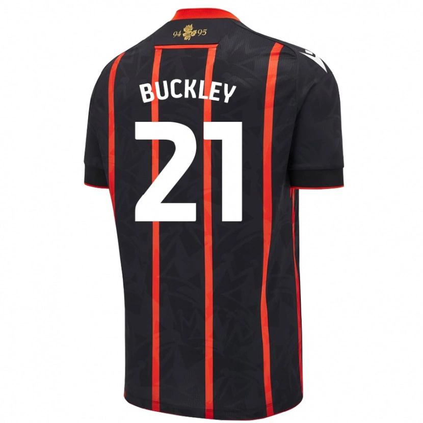 Danxen Niño Camiseta John Buckley #21 Negro Rojo 2ª Equipación 2024/25 La Camisa