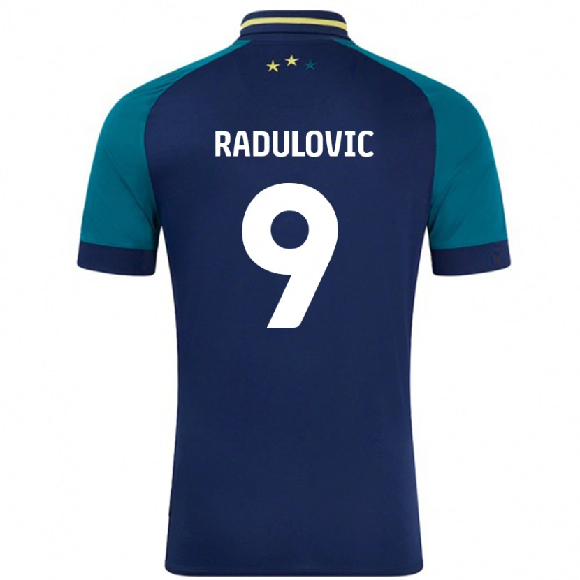 Danxen Niño Camiseta Bojan Radulovic #9 Azul Marino Verde Oscuro 2ª Equipación 2024/25 La Camisa