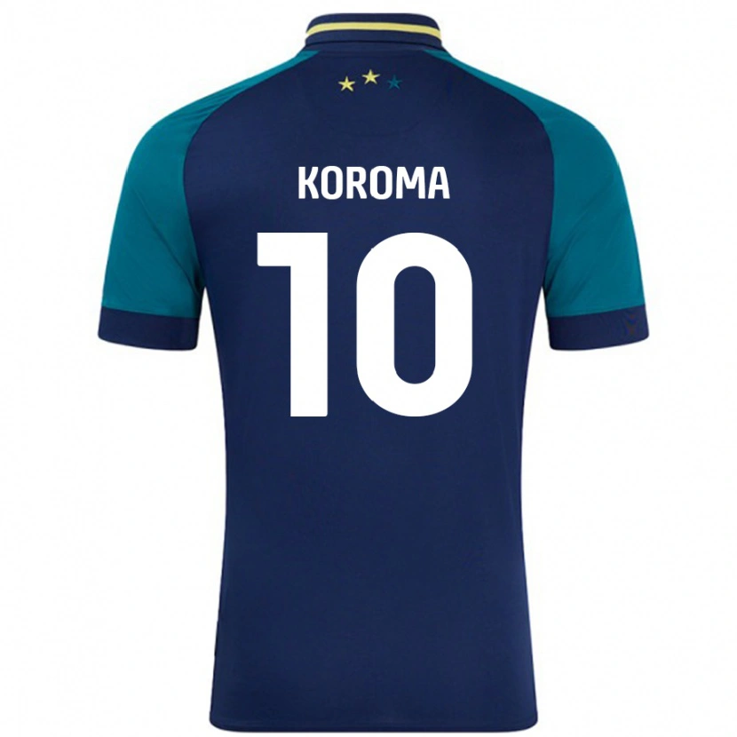 Danxen Niño Camiseta Josh Koroma #10 Azul Marino Verde Oscuro 2ª Equipación 2024/25 La Camisa