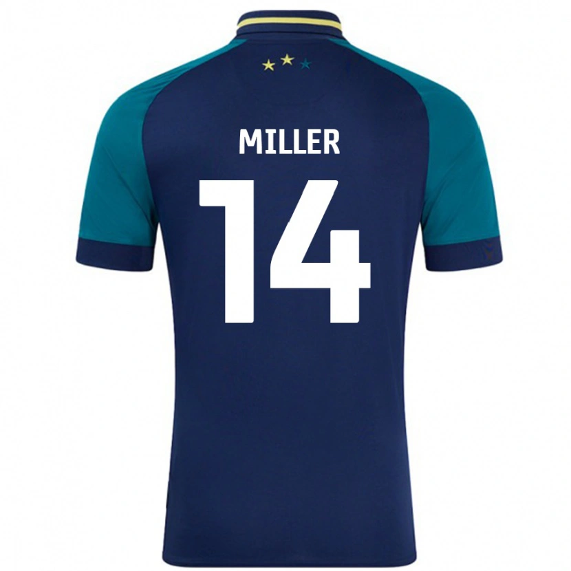 Danxen Niño Camiseta Mickel Miller #14 Azul Marino Verde Oscuro 2ª Equipación 2024/25 La Camisa