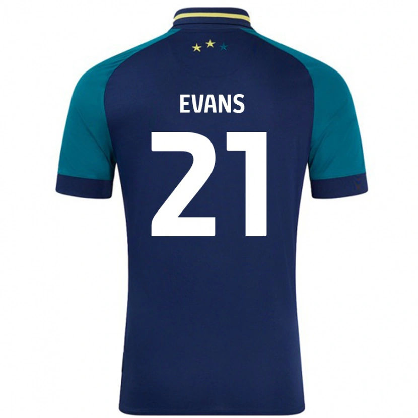 Danxen Niño Camiseta Antony Evans #21 Azul Marino Verde Oscuro 2ª Equipación 2024/25 La Camisa