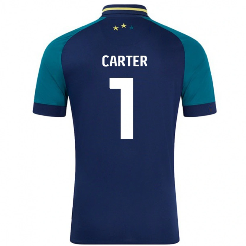 Danxen Niño Camiseta Laura Carter #1 Azul Marino Verde Oscuro 2ª Equipación 2024/25 La Camisa