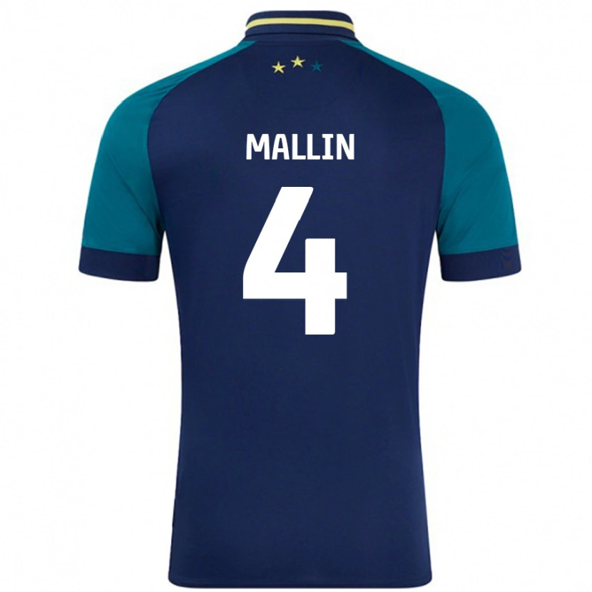 Danxen Niño Camiseta Kate Mallin #4 Azul Marino Verde Oscuro 2ª Equipación 2024/25 La Camisa