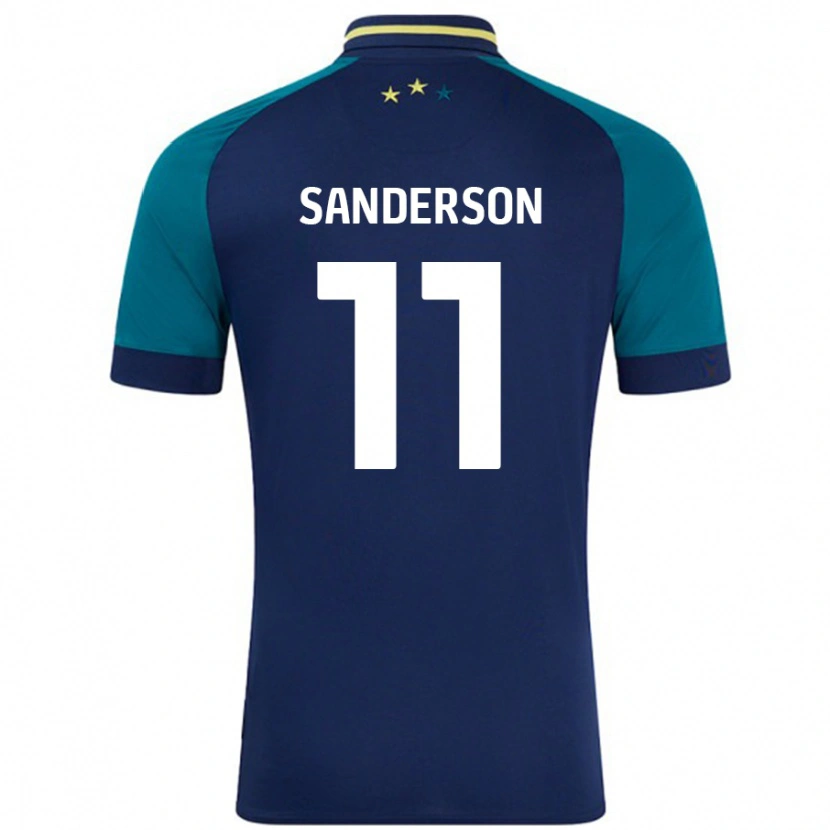 Danxen Niño Camiseta Brittany Sanderson #11 Azul Marino Verde Oscuro 2ª Equipación 2024/25 La Camisa