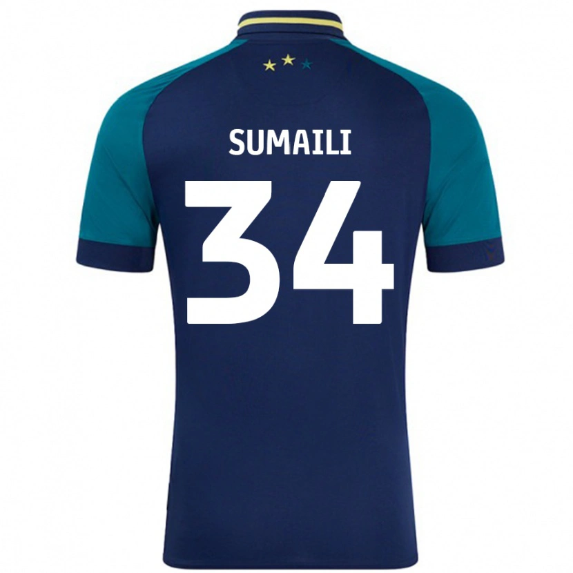 Danxen Niño Camiseta Falone Sumaili #34 Azul Marino Verde Oscuro 2ª Equipación 2024/25 La Camisa