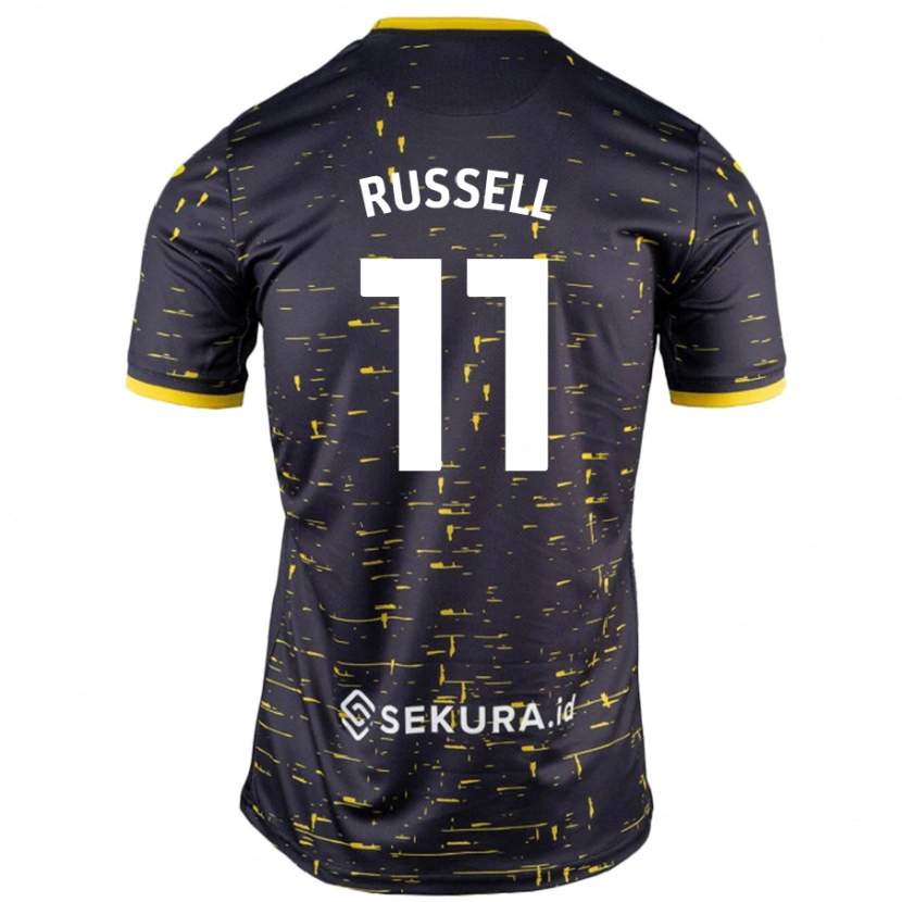 Danxen Niño Camiseta Rebecca Russell #11 Negro Amarillo 2ª Equipación 2024/25 La Camisa