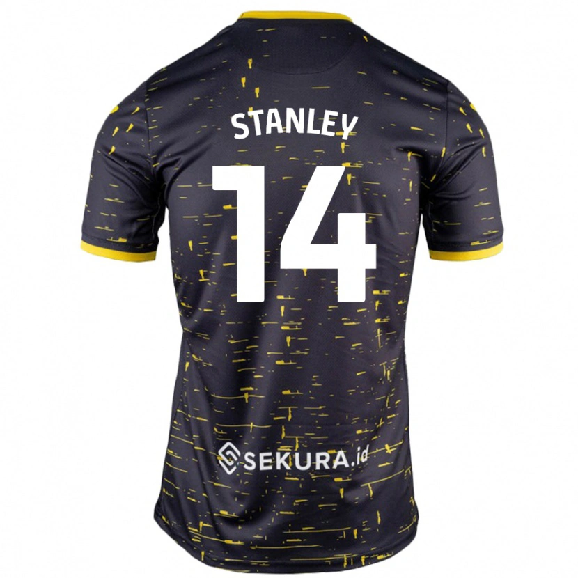 Danxen Niño Camiseta Kathryn Stanley #14 Negro Amarillo 2ª Equipación 2024/25 La Camisa