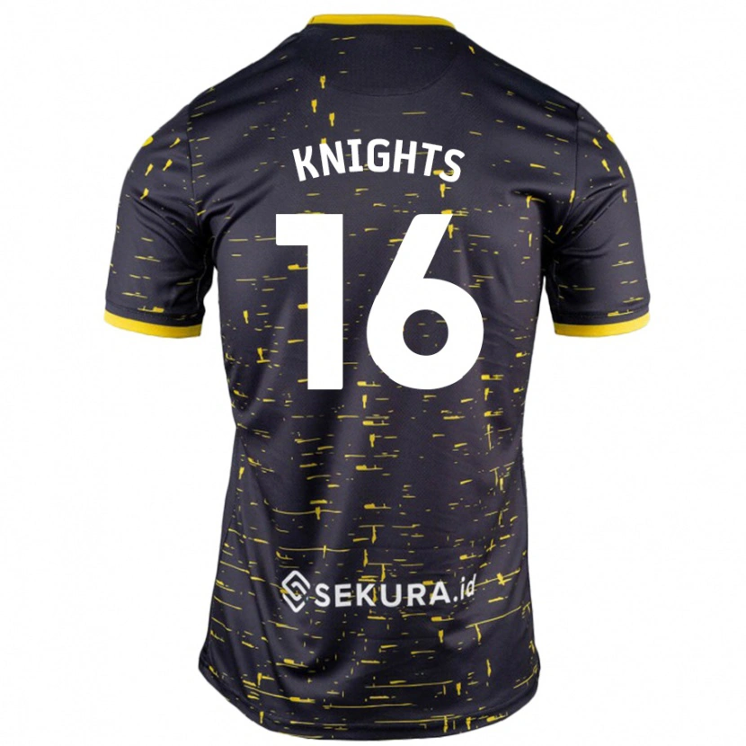 Danxen Niño Camiseta Katie Knights #16 Negro Amarillo 2ª Equipación 2024/25 La Camisa