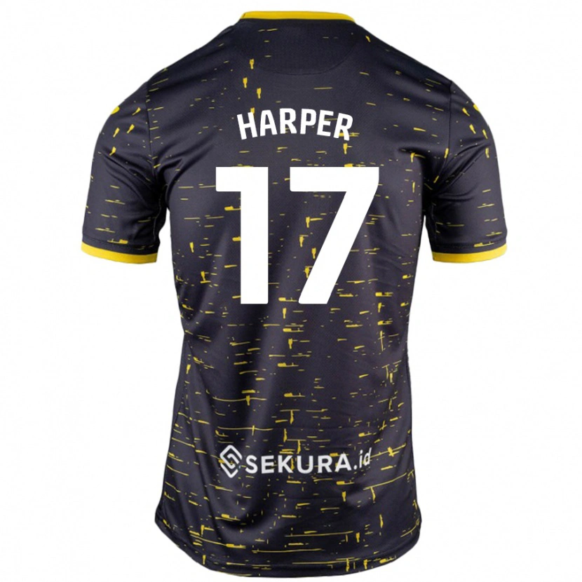 Danxen Niño Camiseta Jess Harper #17 Negro Amarillo 2ª Equipación 2024/25 La Camisa