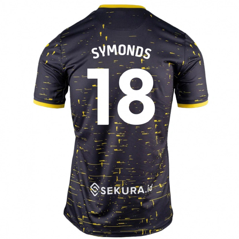 Danxen Niño Camiseta Freya Symonds #18 Negro Amarillo 2ª Equipación 2024/25 La Camisa