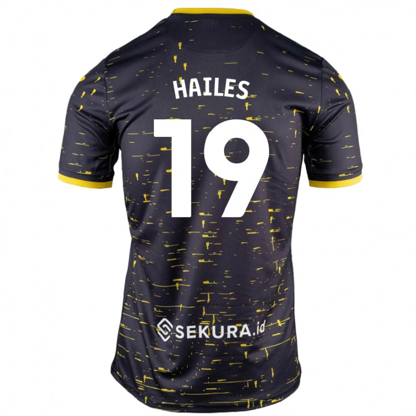 Danxen Niño Camiseta Lauren Hailes #19 Negro Amarillo 2ª Equipación 2024/25 La Camisa